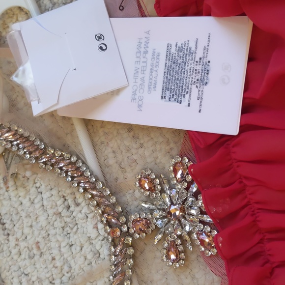 Giambattista Valli H&M Short Cold Shoulder Dress Red Size 0 EUR 32 - Picture 7 of 8